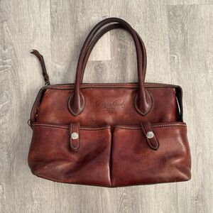 Dooney And Bourke Florentine Vachetta Leather East West Satchel Bag Purse Brown